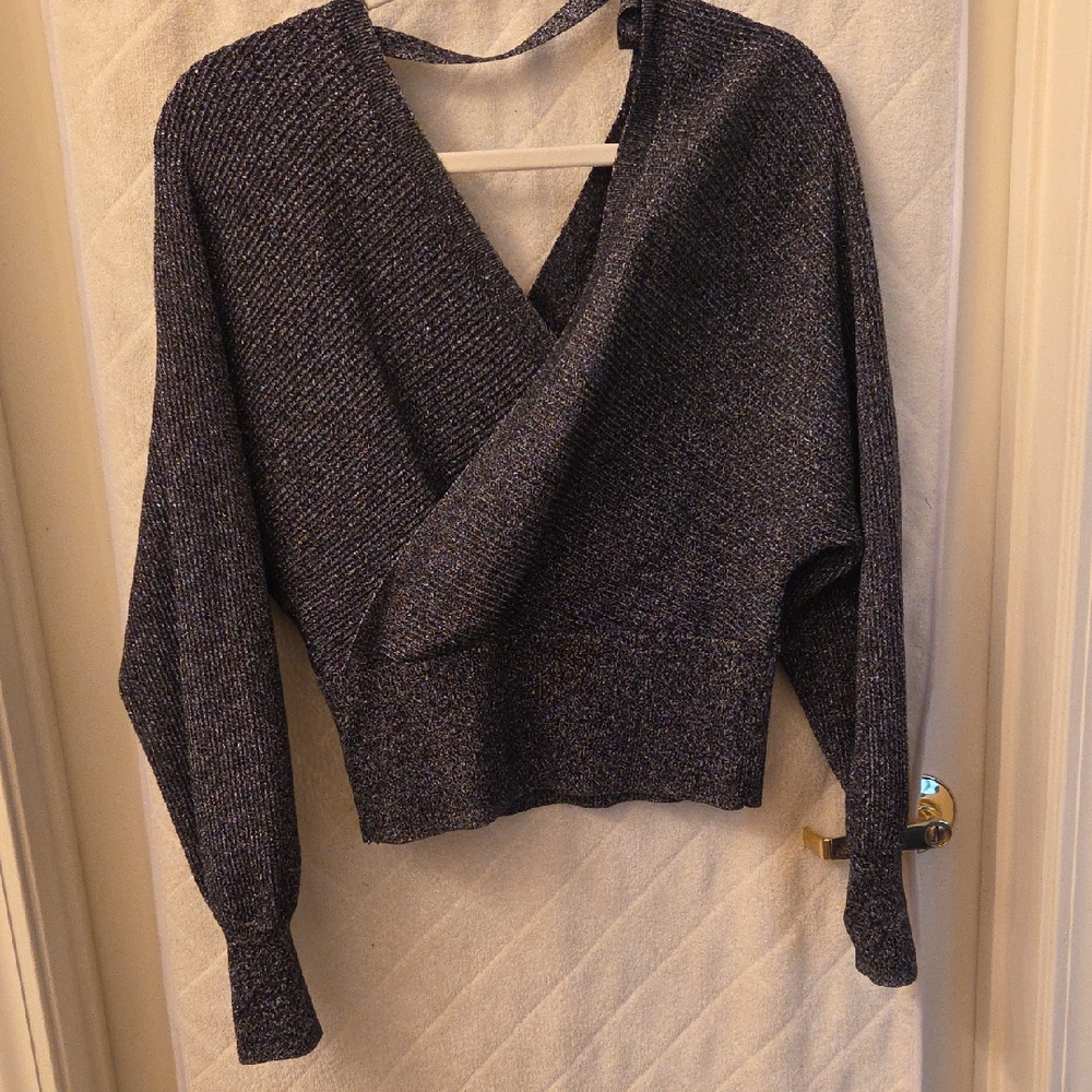 INC Women's V-Neck Wrap Sweater - Black